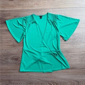 Ann Taylor Vibrant Green Wrap Blouse